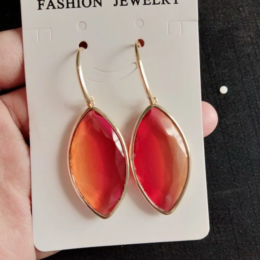 White Blue Orange Stone Dangle Drop Earrings for Women Hooks Long Earings Fashion Woman Girls Pendientes Earing Bijoux | Украшения и