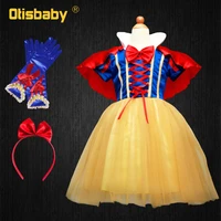 hot summer girls snow white princess dresses for kids baby girl cosplay costume birthday clothes childrens party dress clothing