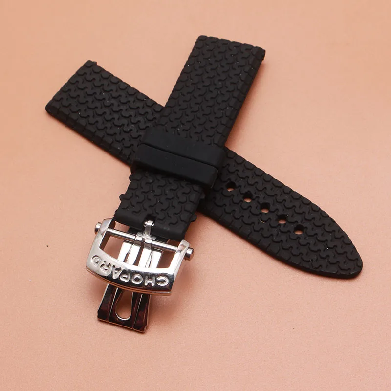 Ремешок резиновый для мужских наручных часов роскошный спортивный черный