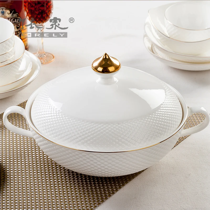 Высококачественная креативная китайская посуда Tangshan из белого костяного