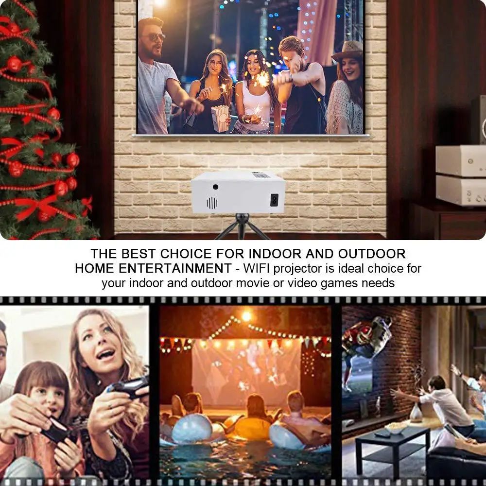 MINI Projector, 1080x800 Resolution, LCD Portable 3D Beamer for 4K Home Cinema