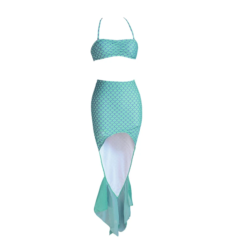 Mermaid Swimsuit Bikini Set Girl Tail Ms. Princess 3 Piece Beach Swimwear Vacation |