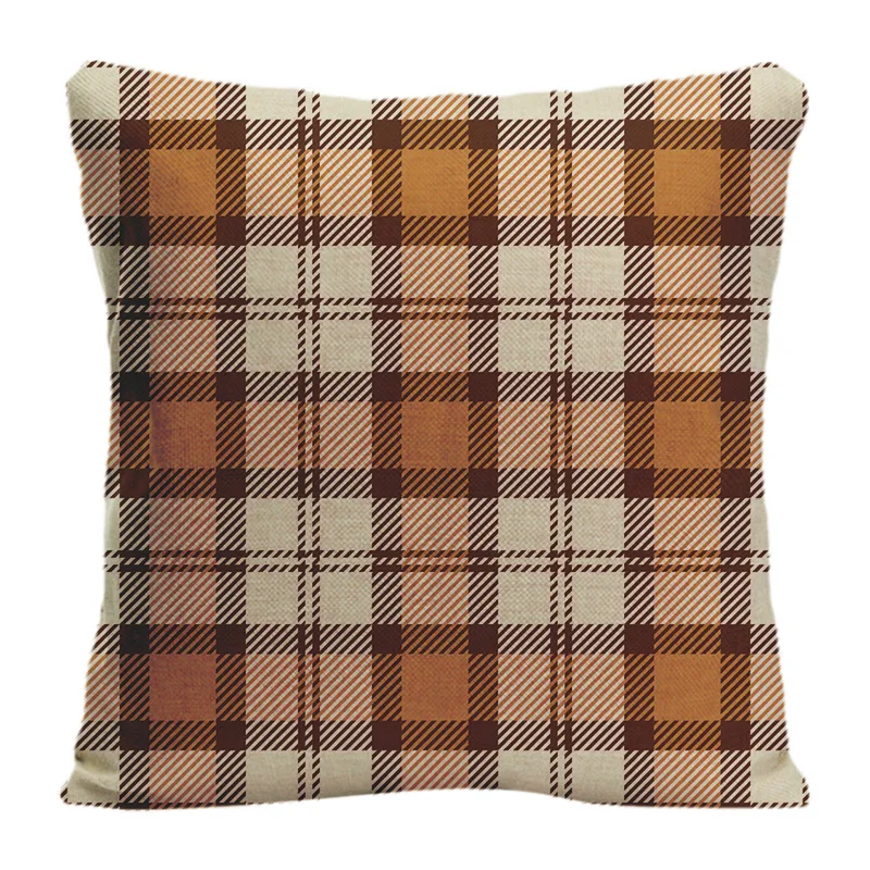 

Cotton Linen Brown And White Lattice Throw Pillow Case Decorative Pillowcase Customize Gift By Lvsure