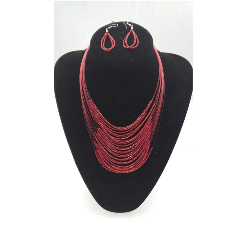 Комплект ювелирных изделий из бисера в африканском стиле|earing and necklace sets|african beads