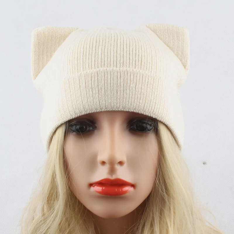 Женская Вязаная Шапка бини с кошачьими ушками|cat ear beanie hat|fashion knit hatknitted hat |