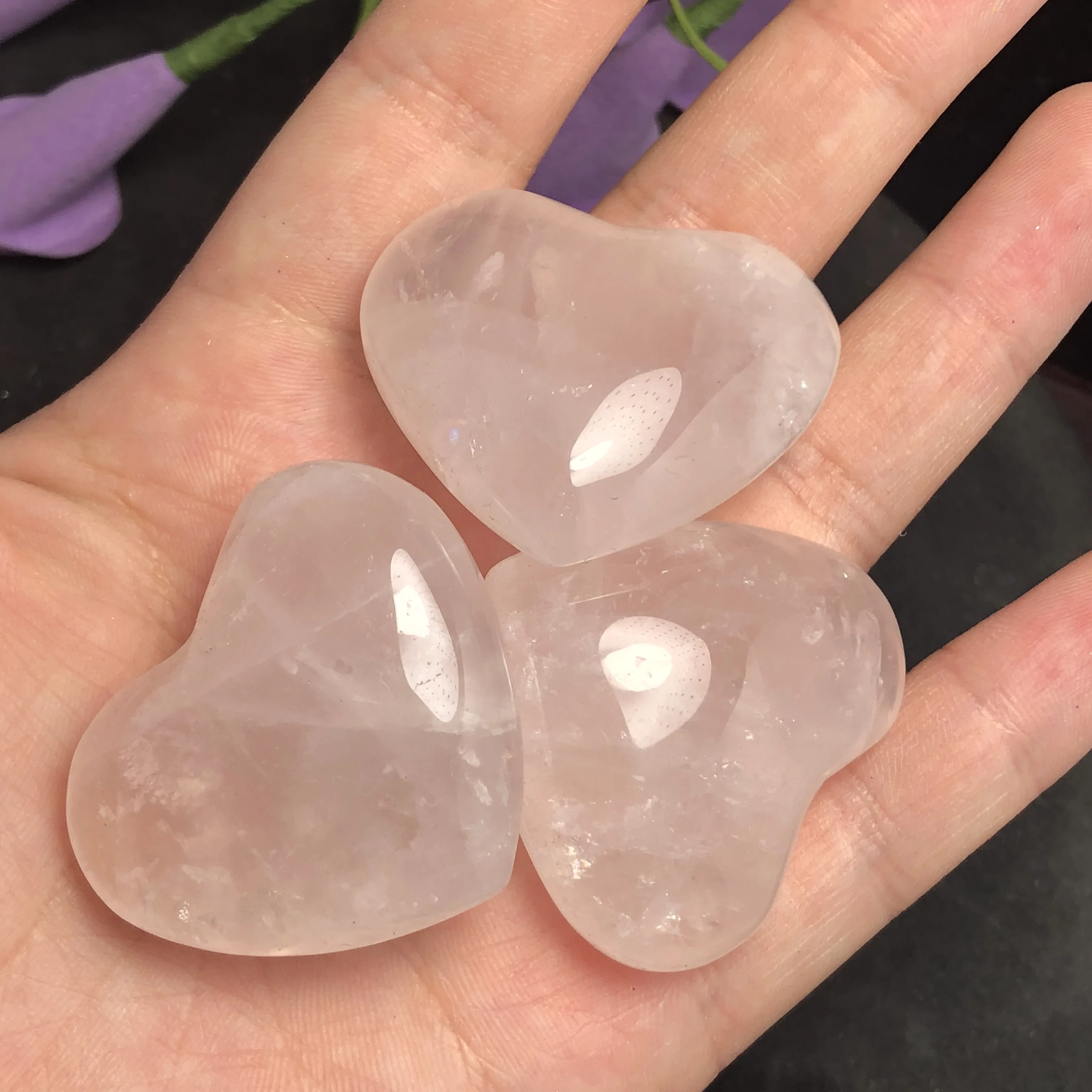 3 шт. натуральный Красочный розовый порошок кристалл в форме сердца массажный