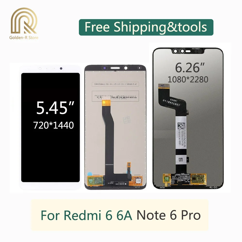 100% протестированный для Xiaomi Redmi Note 6 Pro ЖК дисплей сенсорный экран дигитайзер 6A
