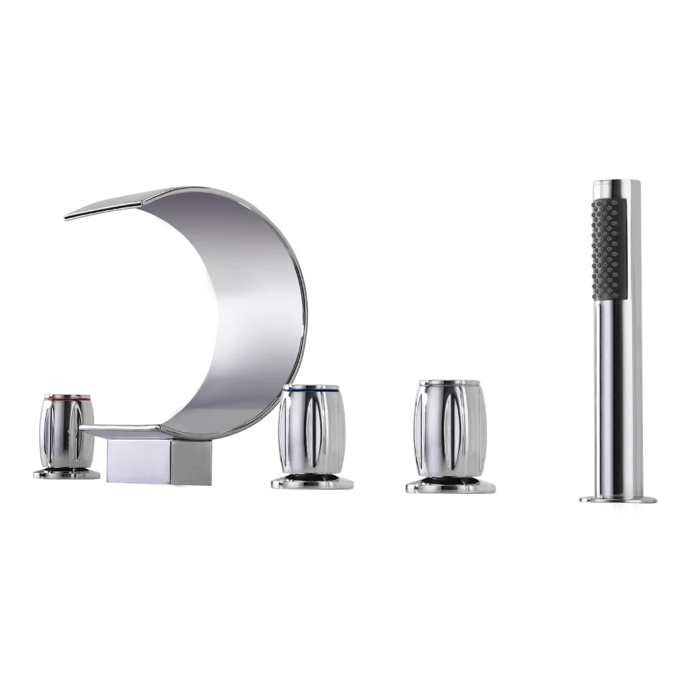 Кран для ванной с водопадом на бортике широкая ванна смеситель раковины