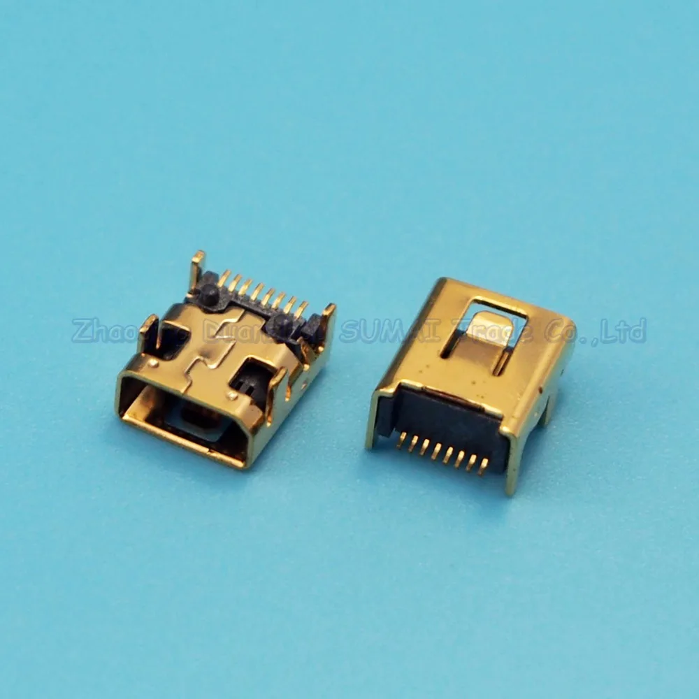 50 шт. позолоченный мини 8P USB Гнездовой разъем 4 DIP ножной зарядный порт для MP3/MP4 и т.