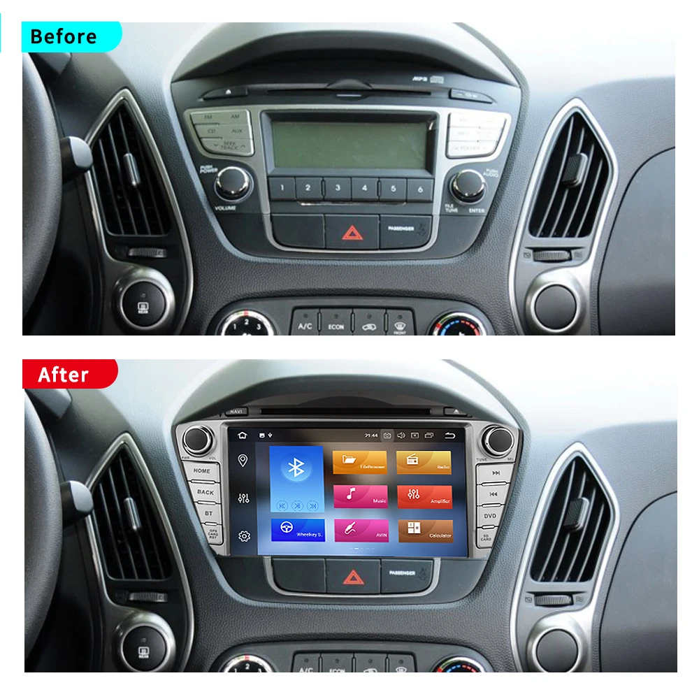 EKIY 8 ''2 Din Автомобильный мультимедийный плеер Android 9,0 для hyundai/IX35/TUCSON 2009- автомобильное радио DVD GPS навигация 4G+ 64G OBD2 Wifi