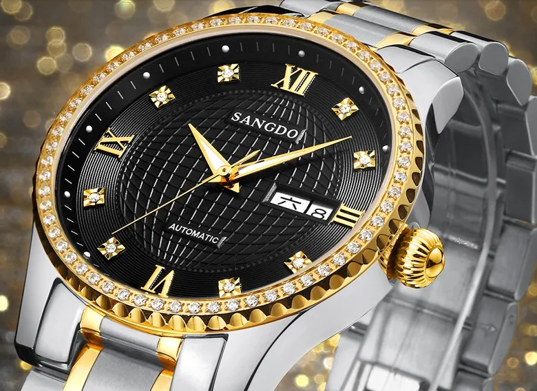 Мужские часы Sangdo BZD02A Роскошные автоматические с сапфировым стеклом и самоходным
