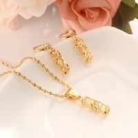 gold necklace earring set women party gift dubai pillar jewelry sets wedding bridal party gift diy charms girls kid jewelry