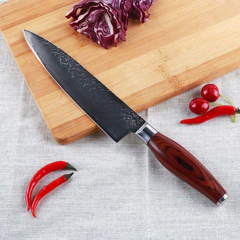 Нож шеф повара FINDKING дамасский стальной нож 8 дюймов с цветной деревянной ручкой 67