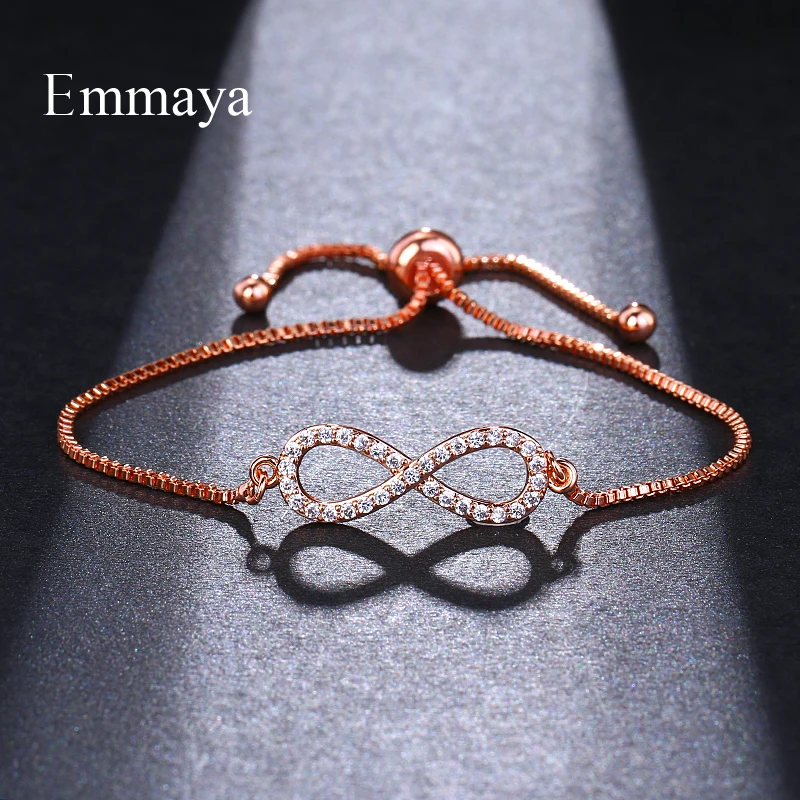 EMMAYA Модные 8 Форма Браслеты с кулоном в форме бесконечности для женщин 3 цвета прозрачный кубический инкрустация цирконием Браслеты Регулируемый подарок