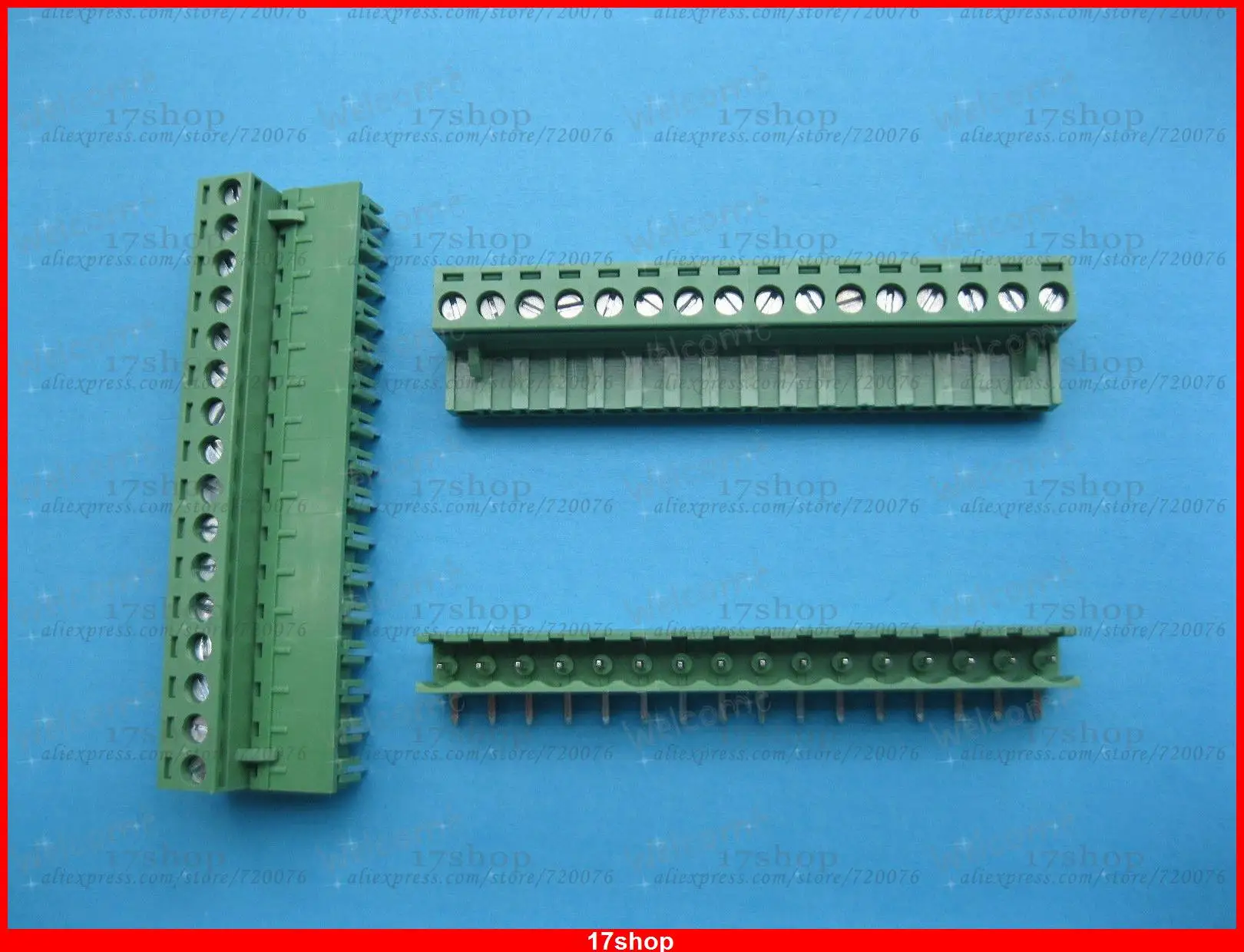 

10 pcs 5.08mm Angle 16 way/pin Screw Terminal Block Connector Pluggable Green