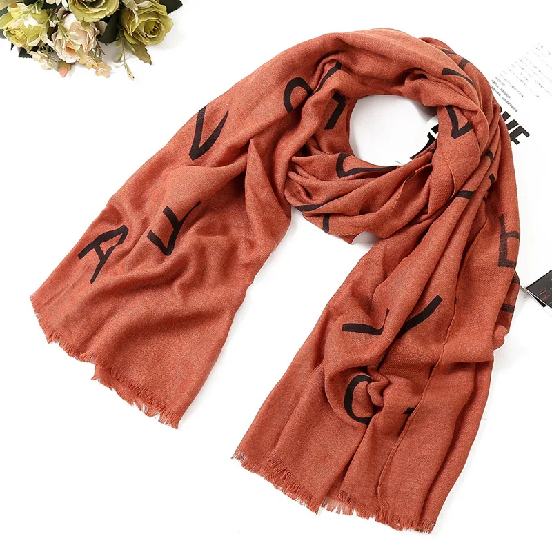 Весна-осень женщин шарф конопли качественные шарфы письмо платки и палантины