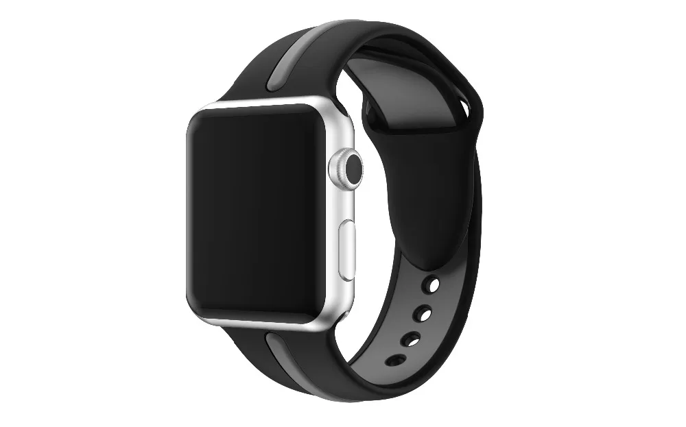 Спорт на открытом воздухе силиконовый двойной Цвет браслет ремешок для apple watch band 44/40/42/38 мм Мужские/Женские часы ремешок для iwatch серии 4 3 2 1
