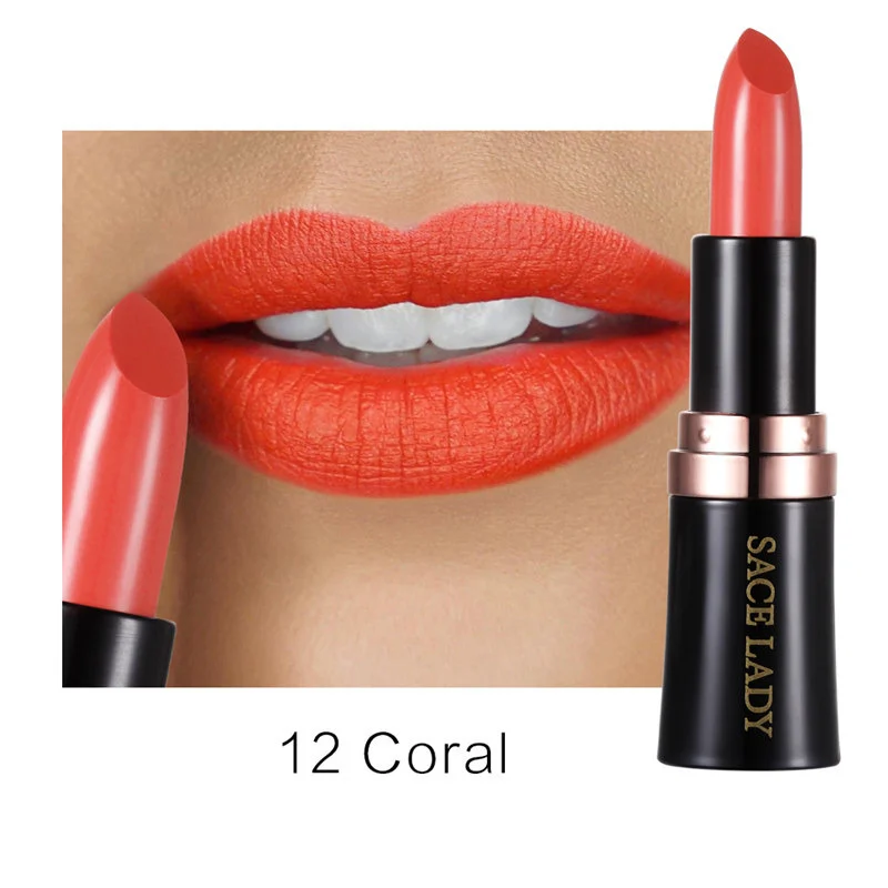 12 Coral Матовая губная помада, бренд,, красота, макияж, стойкий, водостойкий, красный макияж, набор для губ, Мате, телесный, косметический - Цвет: 12 Coral