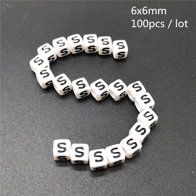 100 шт 6 мм A-Z Квадратные бусины алфавита акриловые бусины для самостоятельного изготовления ювелирных изделий браслет ожерелье аксессуары