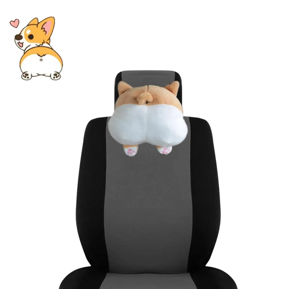 

9inch Car Neck Pillow Novelty Cute and Soft 3D Pet Dog Buttocks Car Headrest Seat Neck Cushion Universal Free Shipping