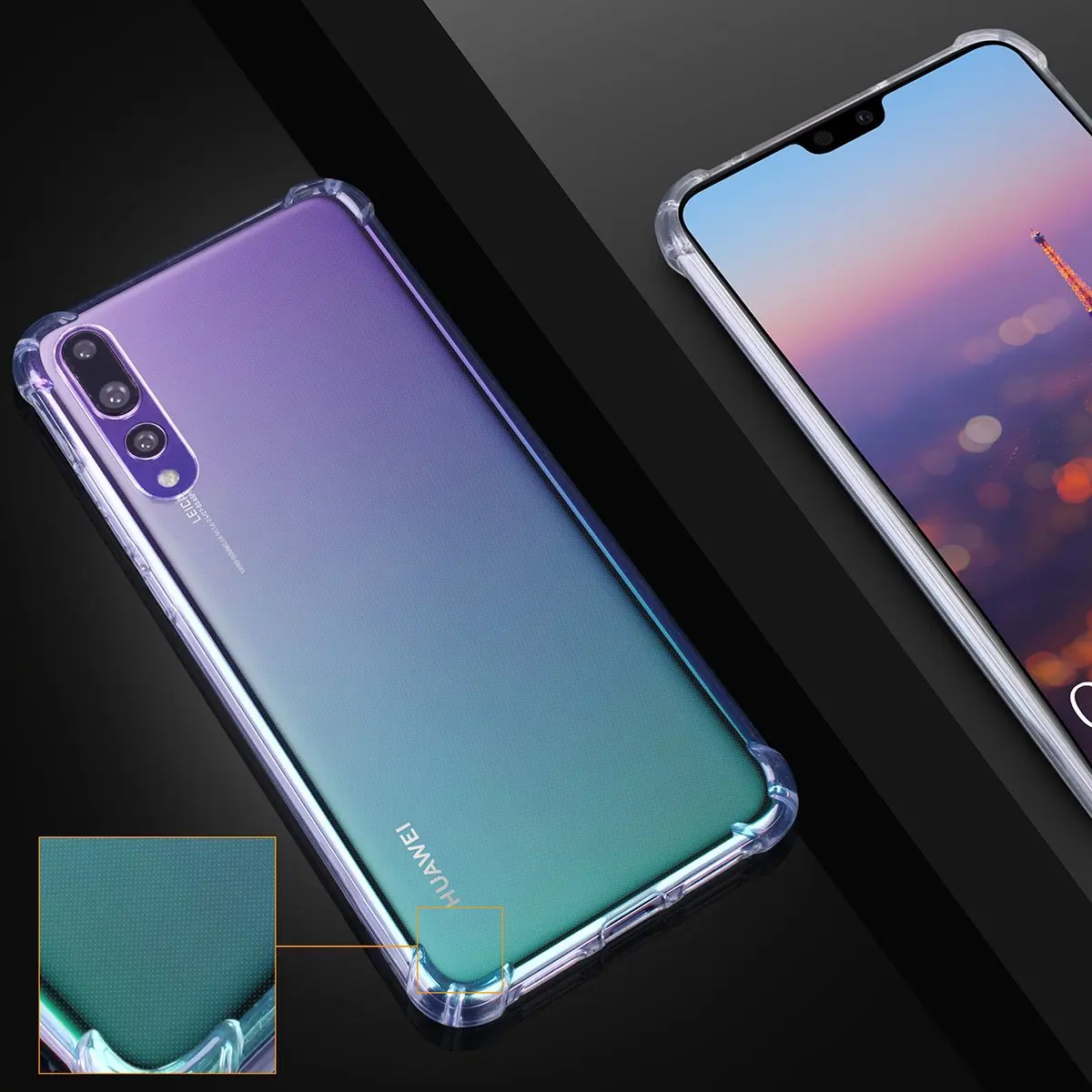 Воздушная подушка мягкий прозрачный силиконовый чехол из ТПУ для Huawei P9 P10 Plus P20 Mate