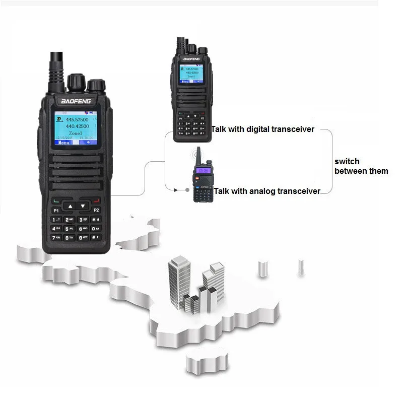 Baofeng DM-1701 рация ПМР rádio UHF VHF Ham CB радио станция цифровой аналоговый Совместимость Dual Time slot рация рации yaesu