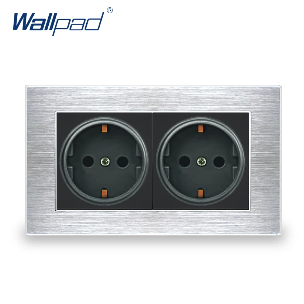 Европейская 2 контактная немецкая розетка Wallpad Роскошная сатиновая