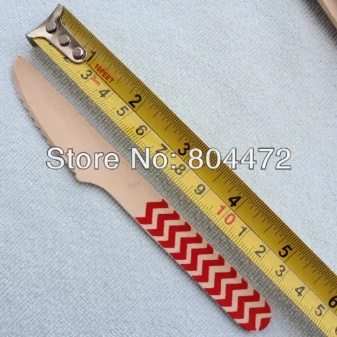 Индивидуальный одноразовый деревянный десертный нож ручной росписи 14 см