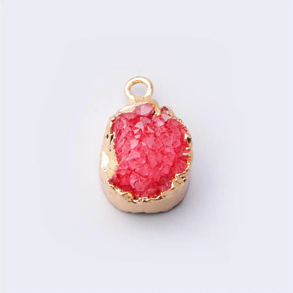 Красный Модный кулон agates Druzy ожерелье медальон натуральный камень красный друзы