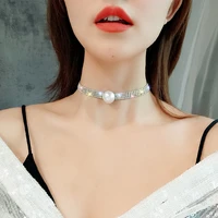 miara l hot style simple pearl necklace female korean version creative short clavicle chain chatty sound with full necklace