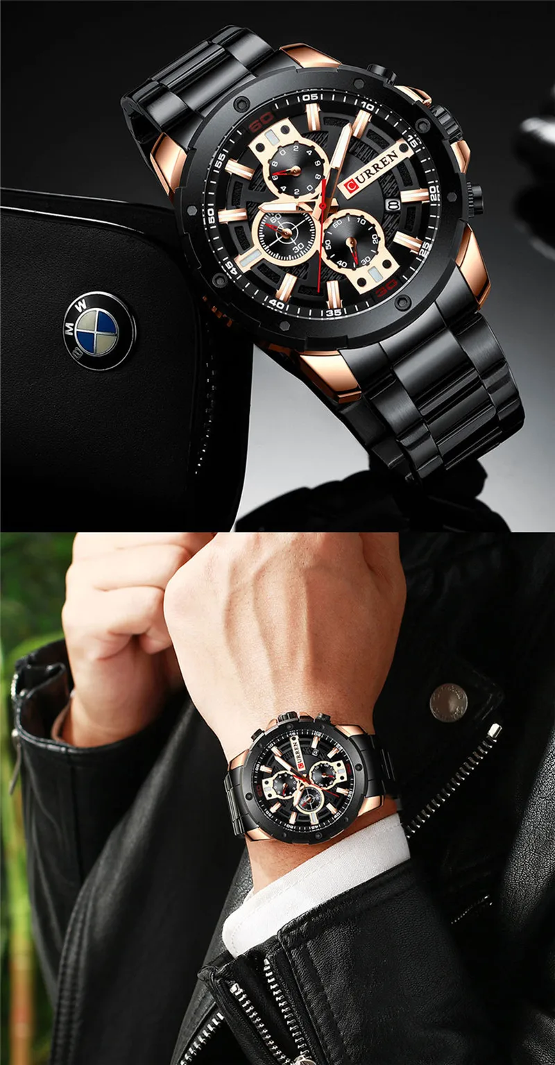 Часы наручные CURREN Мужские с хронографом водонепроницаемые армейские брендовые