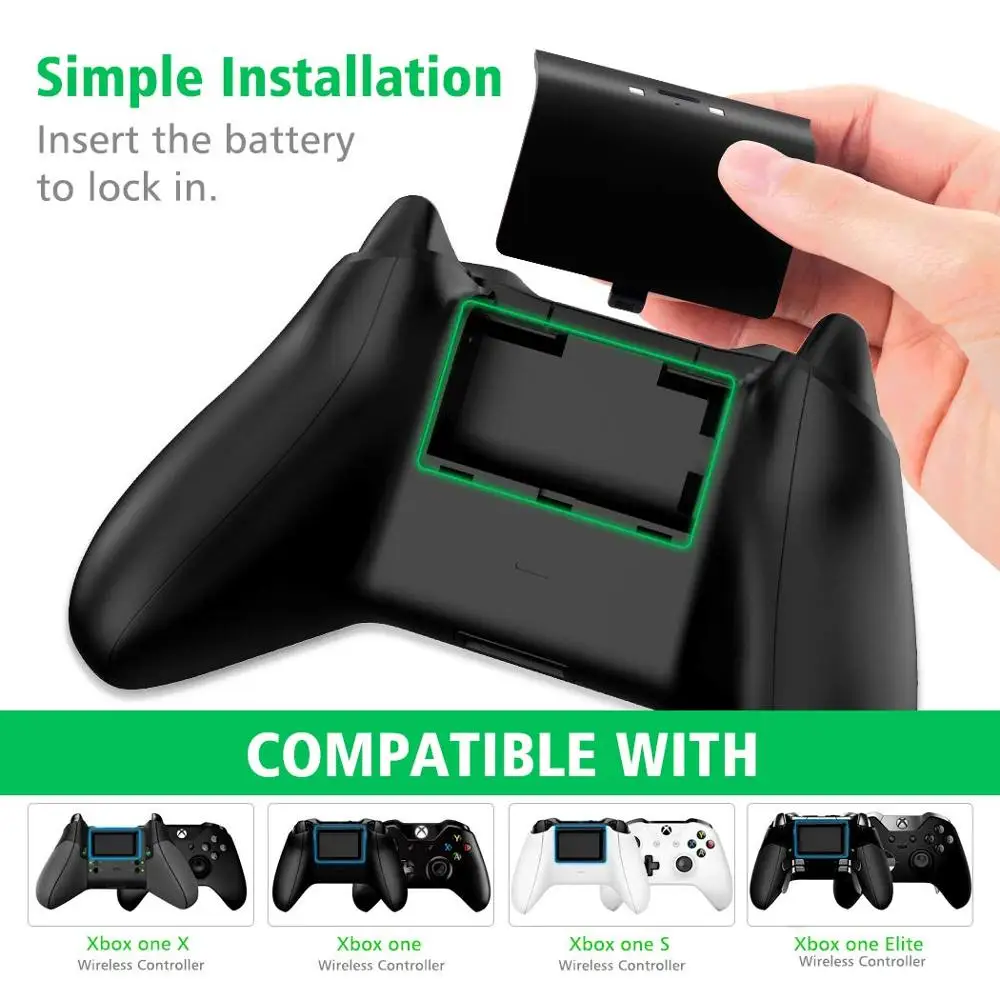 DOBE Зарядное устройство для контроллера, совместимое с Xbox One/S/X/Elite Dual Dock Station с 2x600 мАч аккумуляторами IV-X1876.