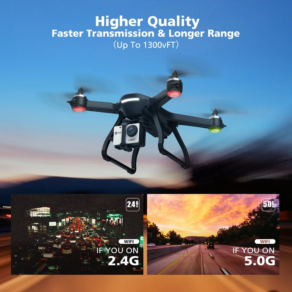 Holy Stone HS700 gps Дрон с камерой HD 1080P 110 ° FOV широкоугольный FPV видео 5G Wi-Fi камера Дрон вертолет профессиональный