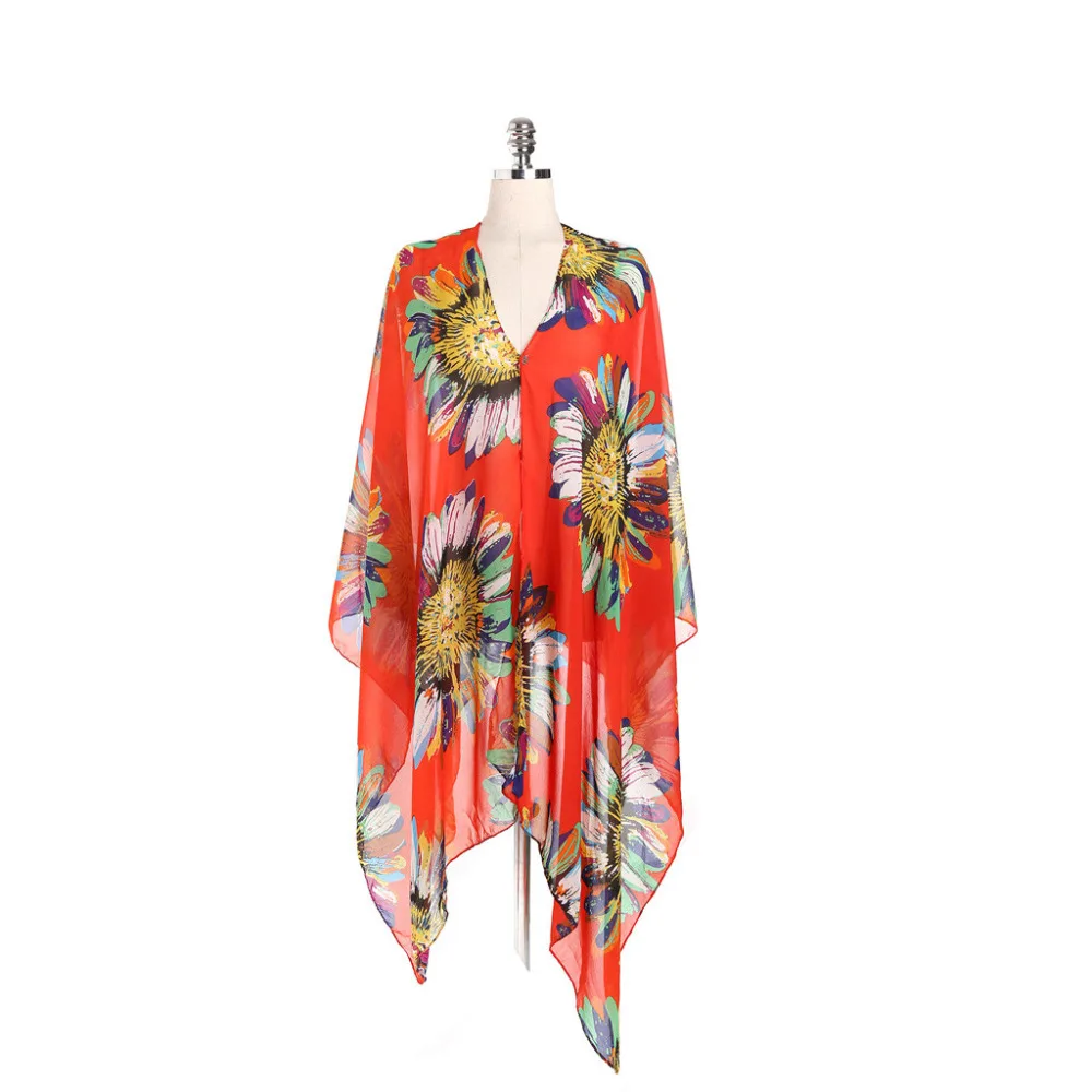 Женский купальник бикини шифоновое пляжное платье с принтом маргариток Пляжное