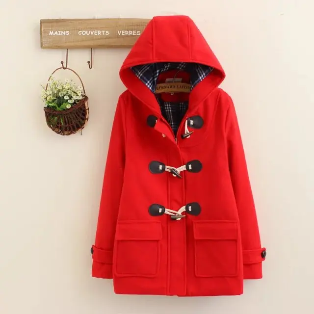 

2018 Winter Japanese Niujiao Coat thickening students long Hat Flower Coat female
