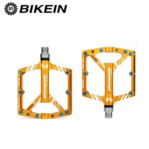 BIKEIN велосипедный сверхлегкий MTB педаль 4 герметичный подшипник BMX Платформа Плоские Педали Алюминиевый ЧПУ горный велосипед ножной протектор - Цвет: gold