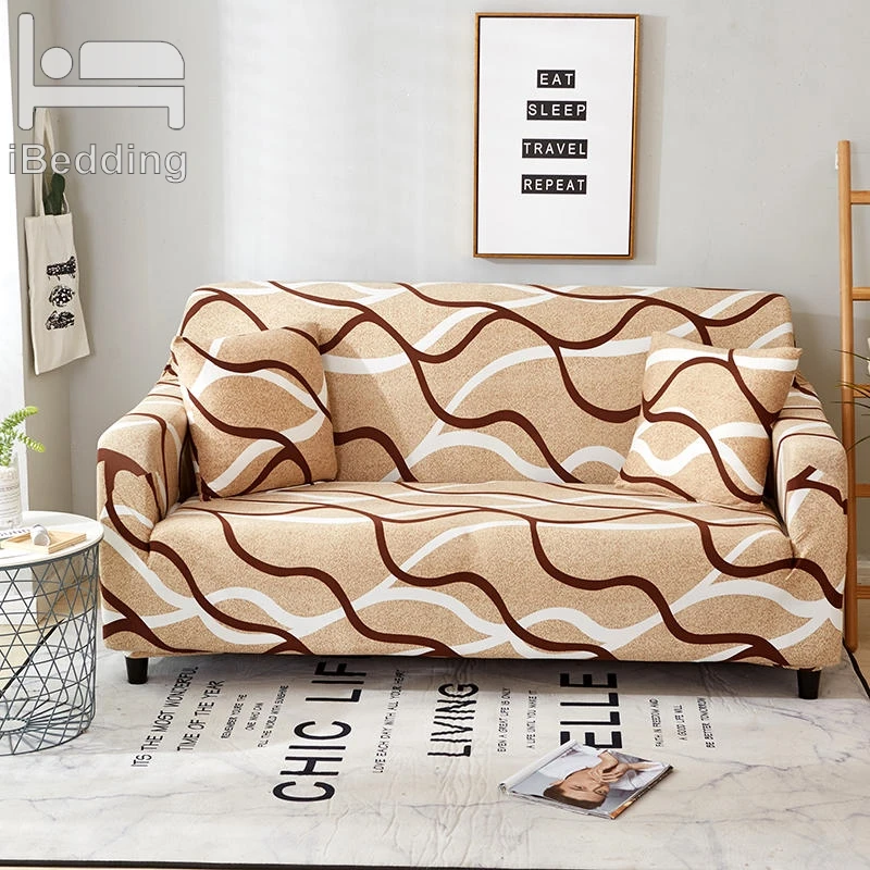 Бежевая волнистая эластичная Защитная крышка для дивана гостиной чехлов