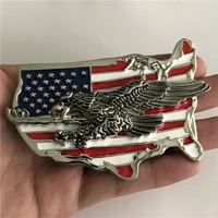 retail new high quality american flag silver eagle men belt buckle with metal cowboy buckles jeans accessories fit 4cm wide belt