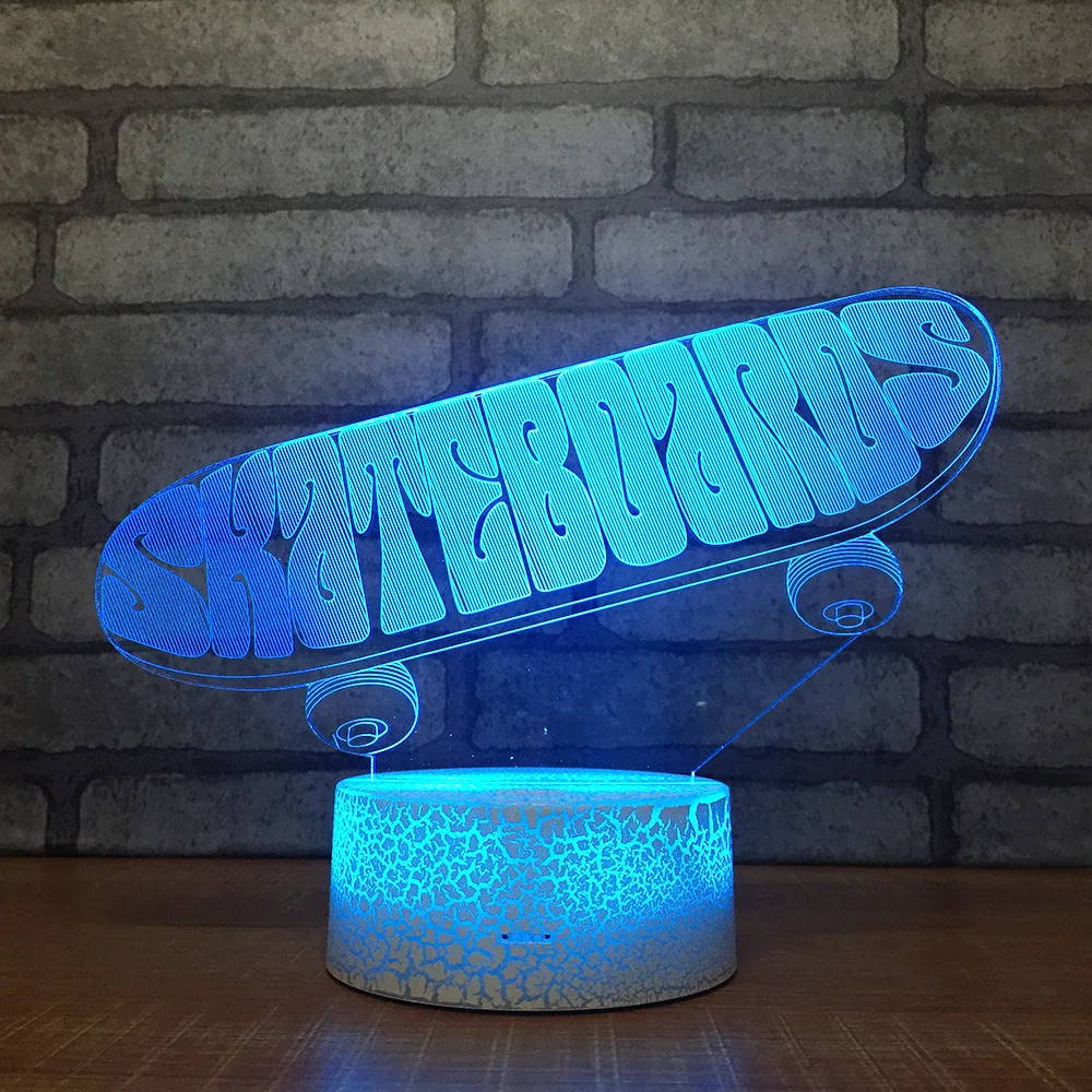 Скейтборд 3d Маленькая ночная настольная лампа светильник акриловые подарки