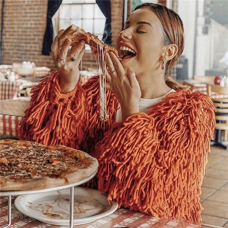 Однотонные женские вязаные кардиганы с кисточками 2018 осенние повседневные