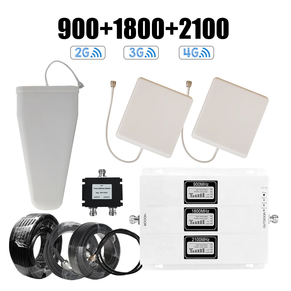 Walokcon 2g 3g 4g Tri двух Диапазонный усилитель сигнала 900 1800 2100 GSM WCDMA UMTS LTE Сотовая связь