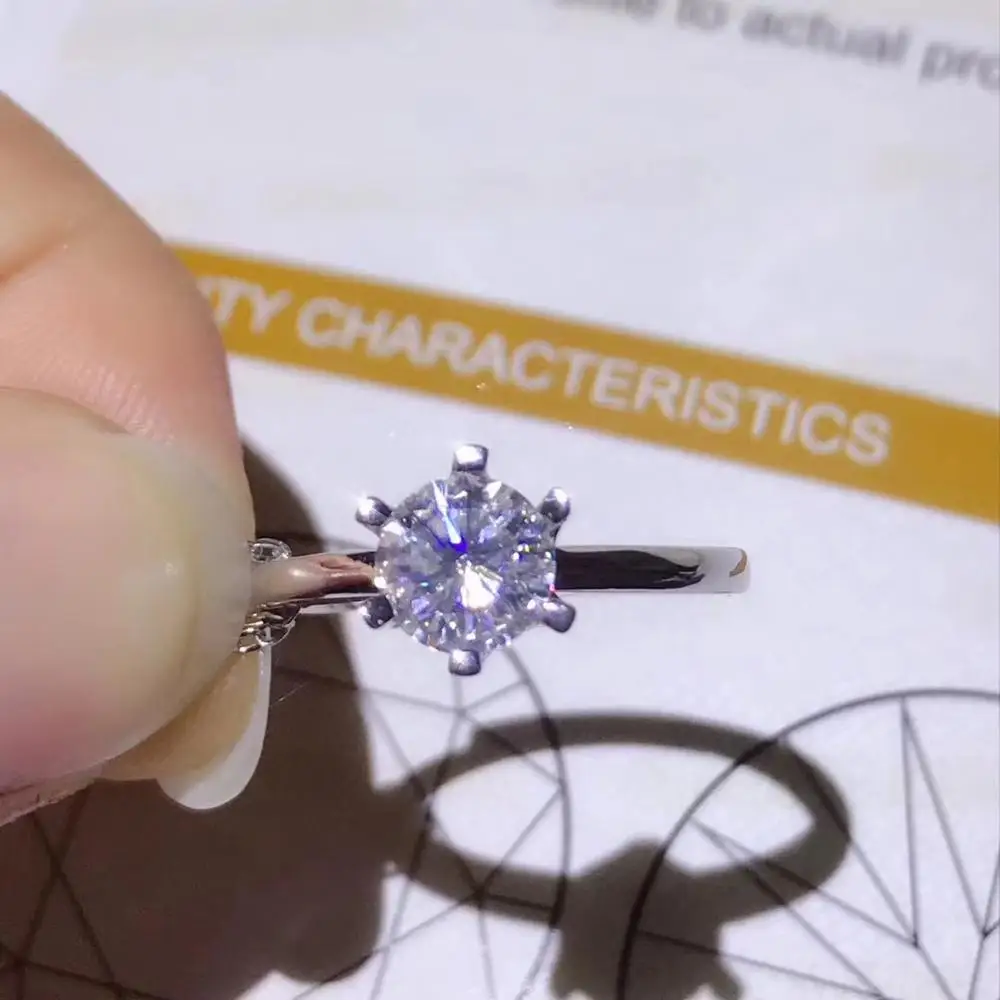 Блестящее кольцо из моиссанита с драгоценными камнями для серебряных ювелирных