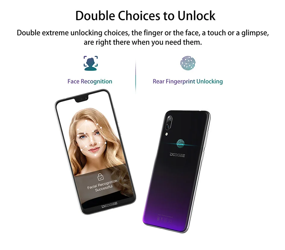 DOOGEE N10 Восьмиядерный 3 GB Оперативная память 32 ГБ Встроенная память Android 8,1 смартфон 5,84 дюйма FHD+ 19:9 Дисплей 16.0MP Камера 3360 mAh мобильный телефон