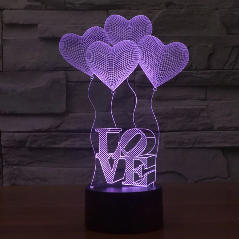 Valentine's day four LOVE3D lights colorful touch vision stereo lights energy saving gradient desk lamp night
