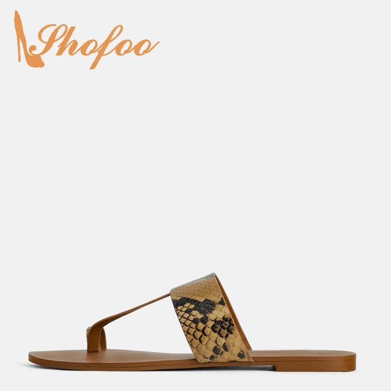 

Snake Prints Filp Flops Beach Flat Sandals Woman Low Heel Slippers Slides Ladies Fashion Shoes CasualLarge Size 11 15 Shofoo