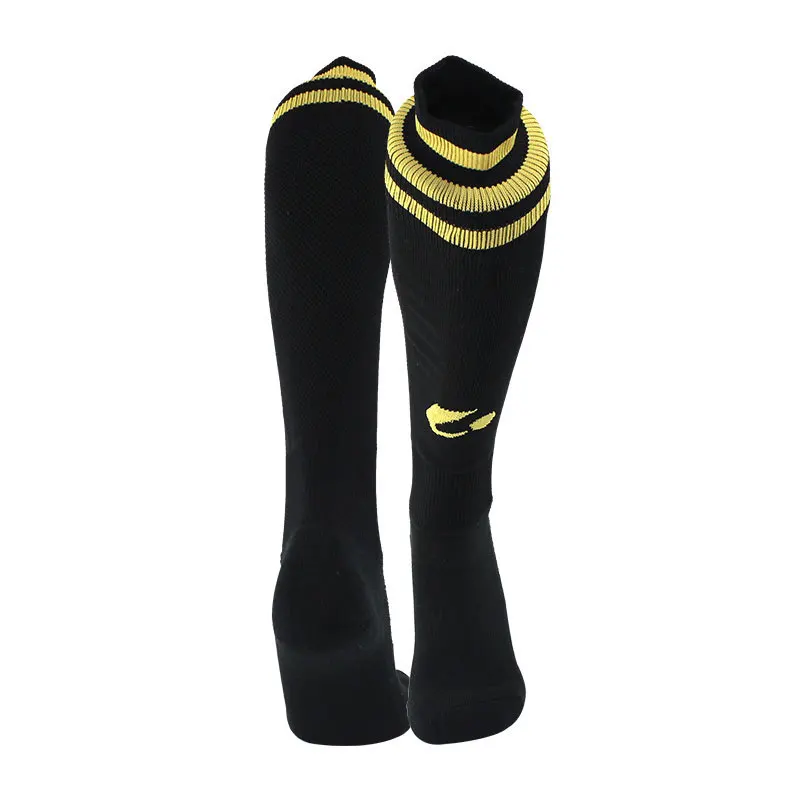 Black yellow Футбольные носки brotock, длинные хлопковые нейлоновые быстросохнущие носки, полосатые толстые новые нескользящие спортивные носки, носки для мужчин - Цвет: Black yellow