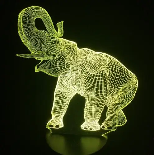 USB новинка подарок 7 цветов Изменение животное лошадь светодиодный ночник 3D светодиодный Настольный светильник как украшение дома дети прикроватная лава лампа - Испускаемый цвет: Elephant