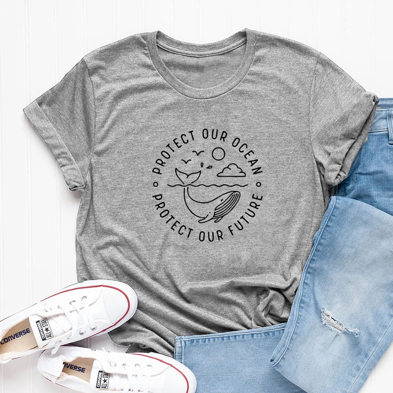 Женская футболка с коротким рукавом и графическим принтом Защитите наш