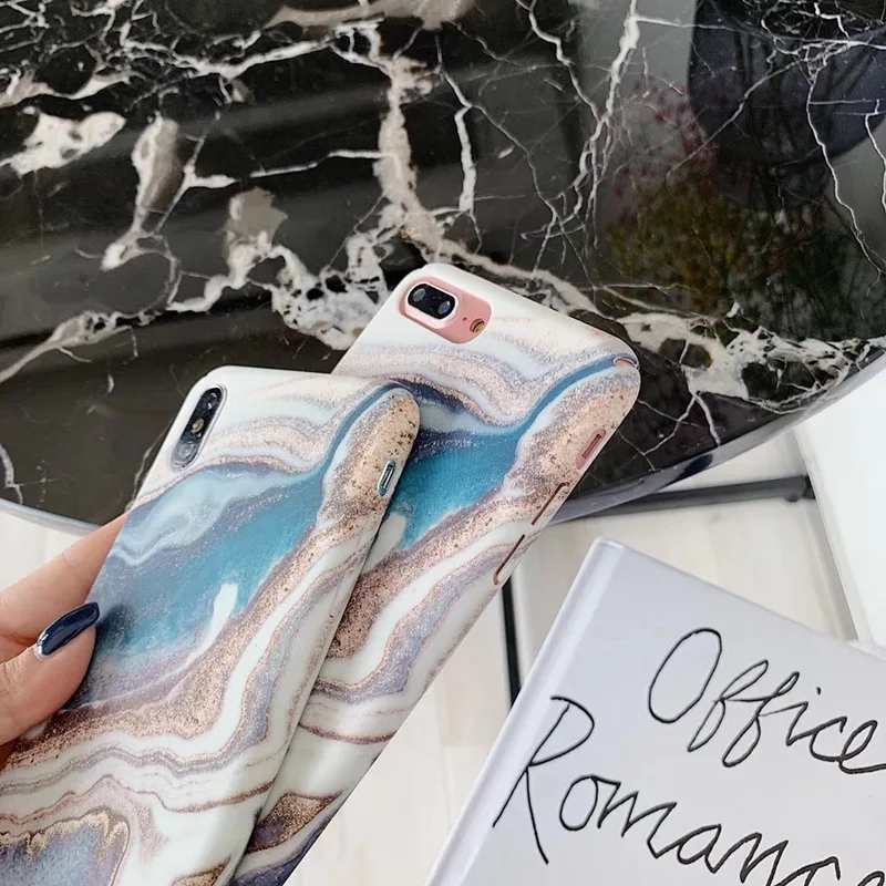 JIBAN Fashion Blue Star River Marble Cases For Iphone XS Max XR Matte Hard Plastic Back Cover for 6 6s 7 8 Plus Capa |