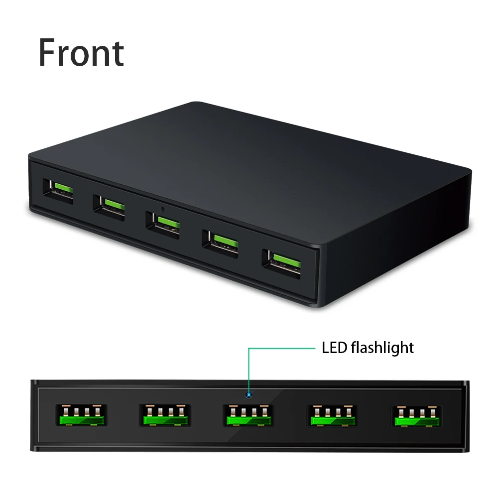 Универсальное зарядное устройство с 5 USB-портами и поддержкой быстрой зарядки |